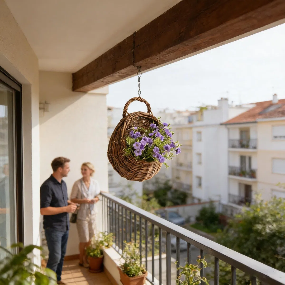 Cestas de Mimbre para Pared - Hechas a Mano con Ratán, Macetero Natural Colgante - Cestas de Mimbre para la Pared | para Hogar, Jardín, Boda, Cocina, Guardería, Dormitorio, Sala de Estar, Planta, Gran