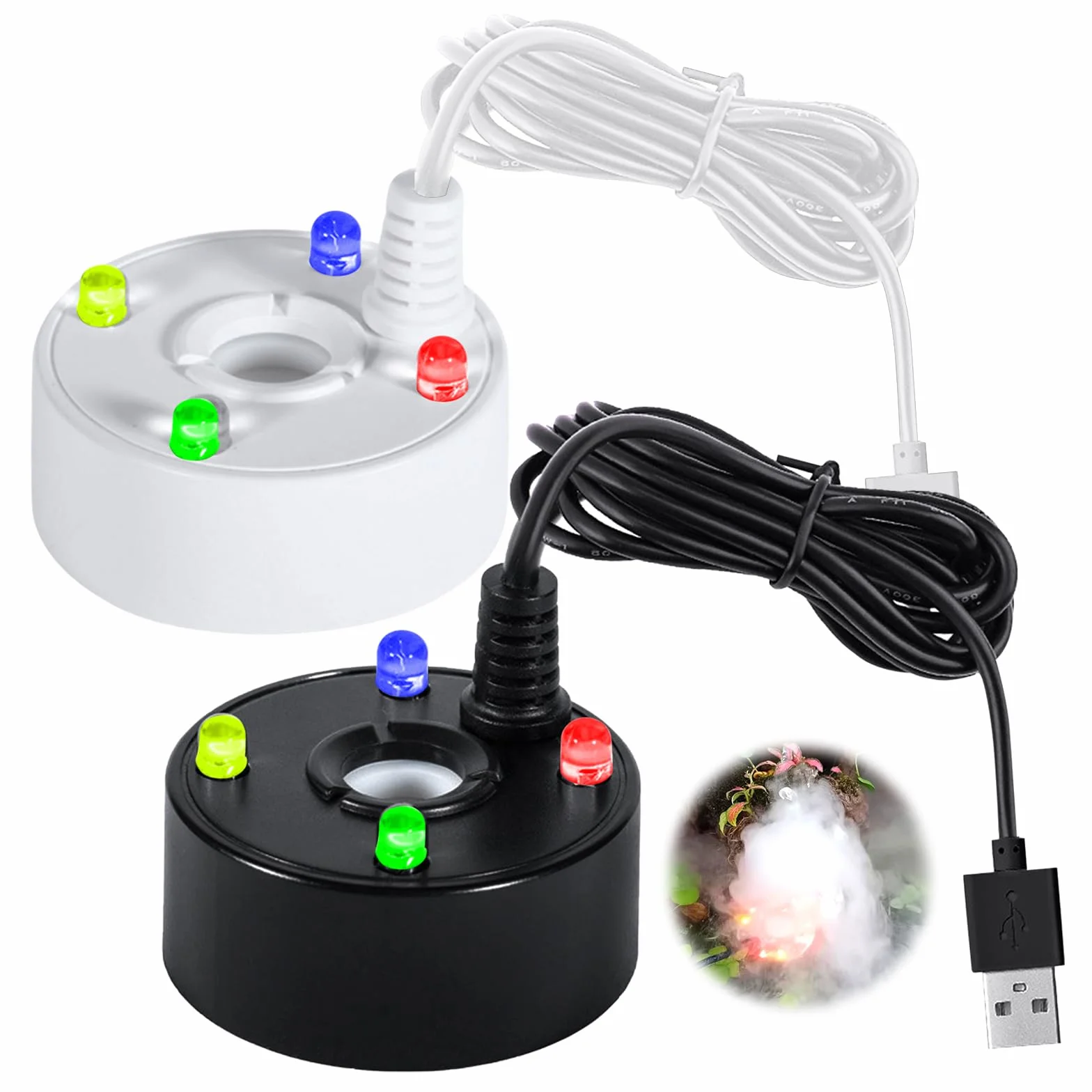 BORDEAG 2 Piezas Generador De Niebla, 5 V Máquina De Niebla, Brumizador Ultrasónico, Mini Nebulizador Ultrasónico para Decoración De Acuarios Pecera/Roca/Estanque/Decoración/Hidroponía