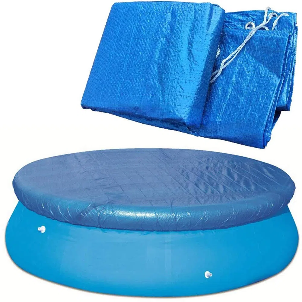 Ostop Cubierta para Piscina Redonda Diámetro 183 cm, Lona Inflable PVC Cubierta de Piscina Impermeable Antipolvo Prueba De Polvo y Viento,Bloquear Las Hojas Paño de la Piscina con Amarres de Cuerda