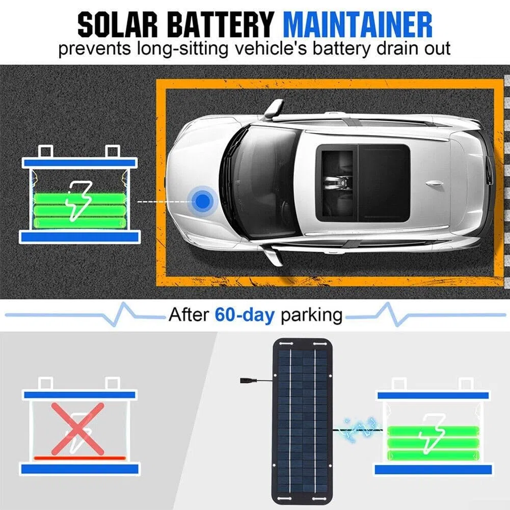 Batería solar de 30 W, cargador, mantenedor, 12 V, portátil, impermeable, panel solar, kit de carga por goteo para coche, barco, caravana, motocicleta