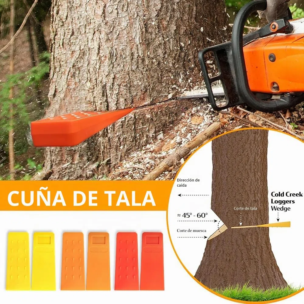 Cuñas para Talar árboles,6 Piezas Cuñas de Tala de Plástico,Cuñas de Troncos para Motosierra,Cuña de Arbol Plástico,Cuñas de Corte de Motosierra,Cuña para Madera,Porta Cuñas para Tala de Arboles