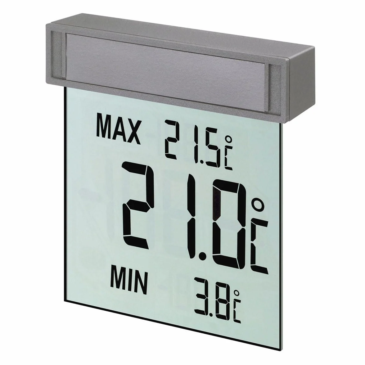 Termómetro de ventana digital TFA Dostmann Vision, 30.1025, pantalla grande con temperatura exterior, L 97 x An 22 x Al 105 mm