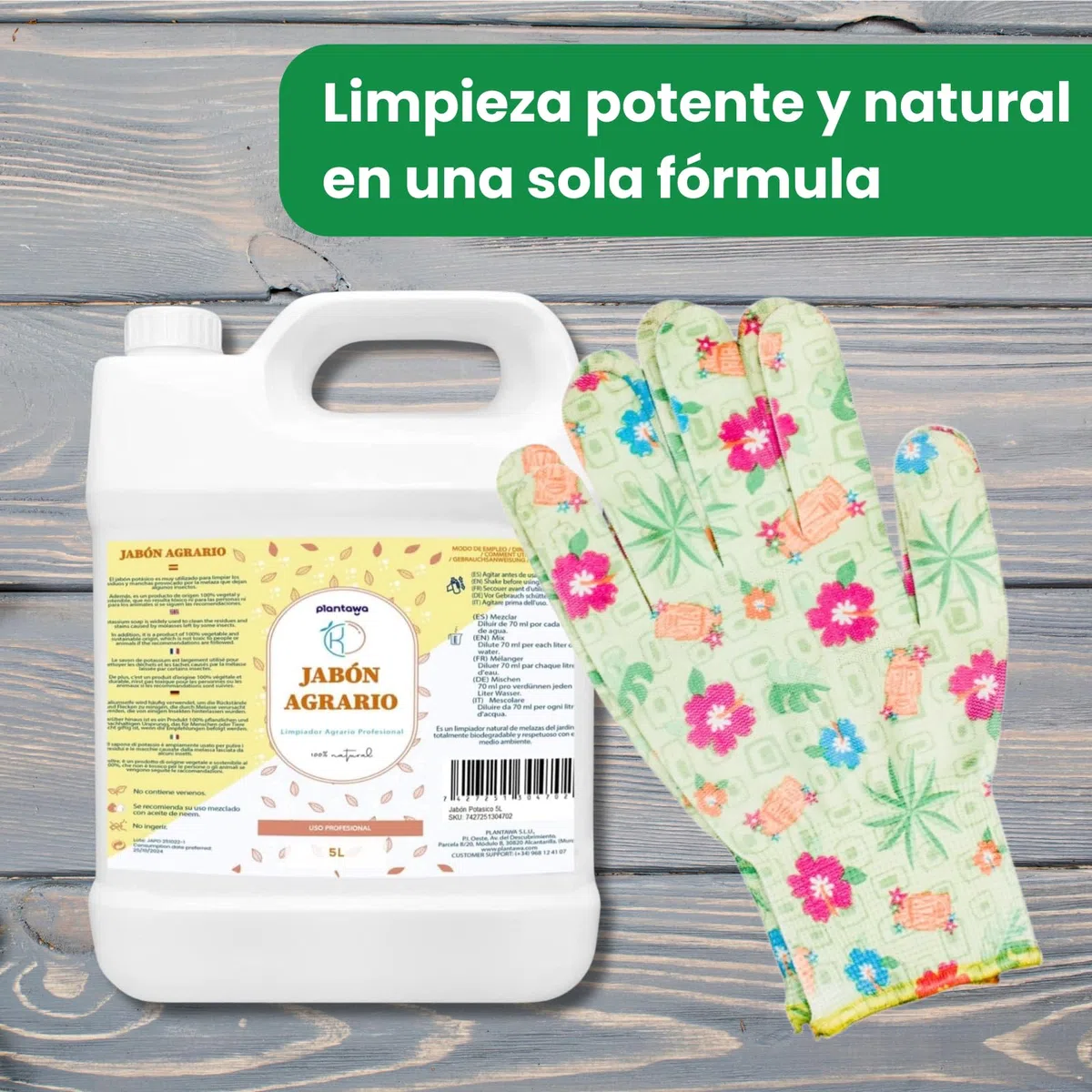 PLANTAWA Jabón Potásico 5L | Solución Multiusos | Formato Ahorro | Fácil Aplicación y Máxima Eficacia | Versátil | Producto de Origen Natural para Preparaciones Caseras