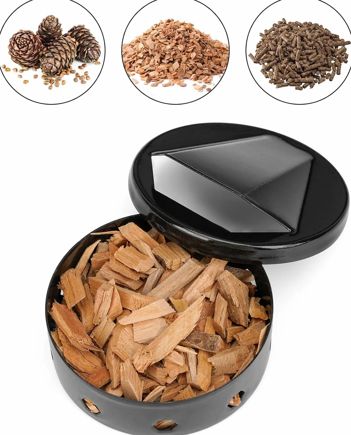 Onlyfire Mini Caja para Ahumar, Smoker Box para Barbacoa de Carbón y Gas, Negro,2 Piezas