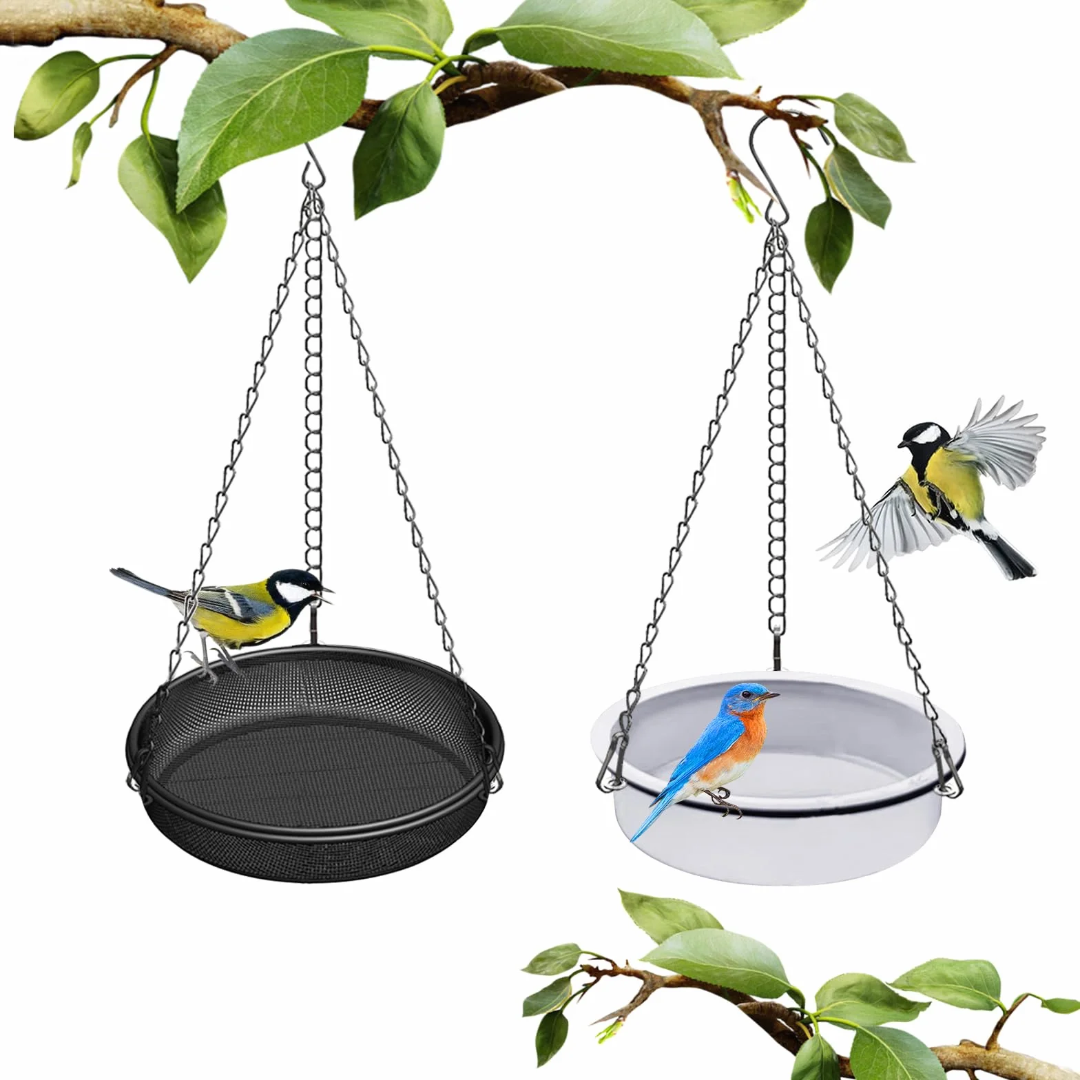 Bebedero Pajaros Exterior Colgar, Comedero Pajaros Exterior De Metal, Comederos para Pajaros Colgante, Bebederos para Pajaros, Bebedero Pajaros Jardin Balcon Arbol, Bird Feeder (Negro)