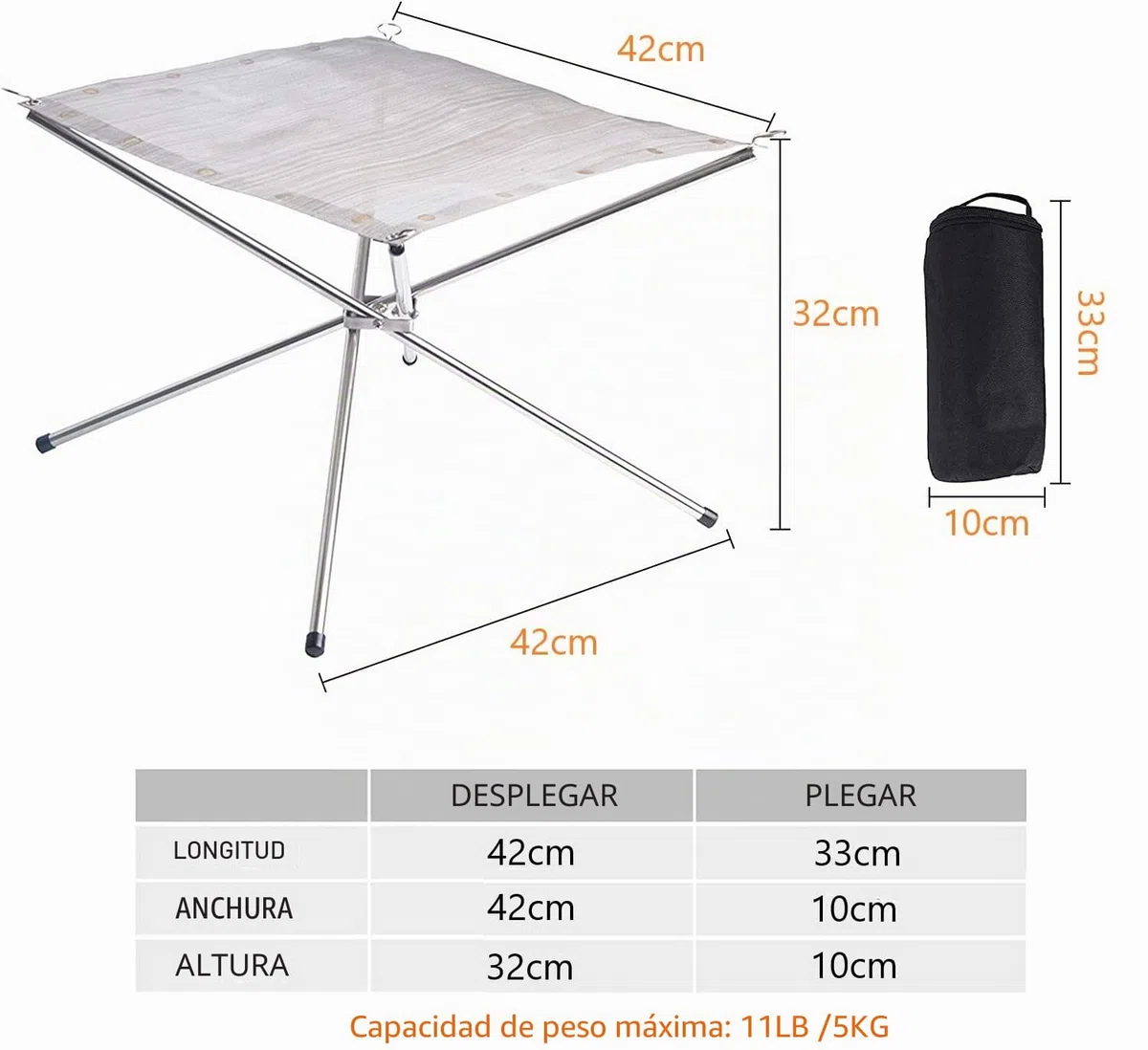 KAHEIGN Pozo de Fuego Portátil Libre, 42CM Plegable Malla de Acero Inoxidable Chimenea de Pozo de Fuego Barbacoa Cuenco de Fuego para Camping Picnic Hoguera - con Guantes Resistentes Calor y Bolsa