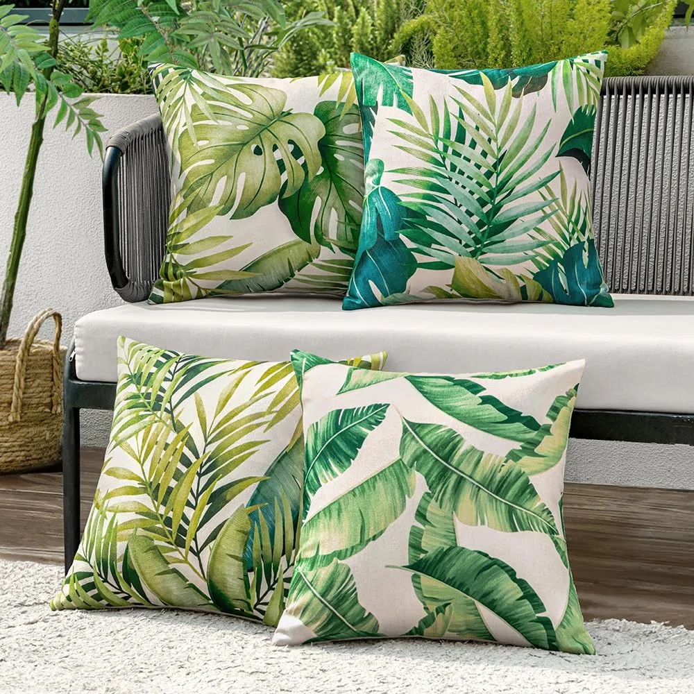 MIULEE 4 Piezas Fundas de Cojín Impermeables Almohadas Fundas de Cojín Oxford para Exterior Salón Cama Silla Habitación Balcón Oficina Dormitorio