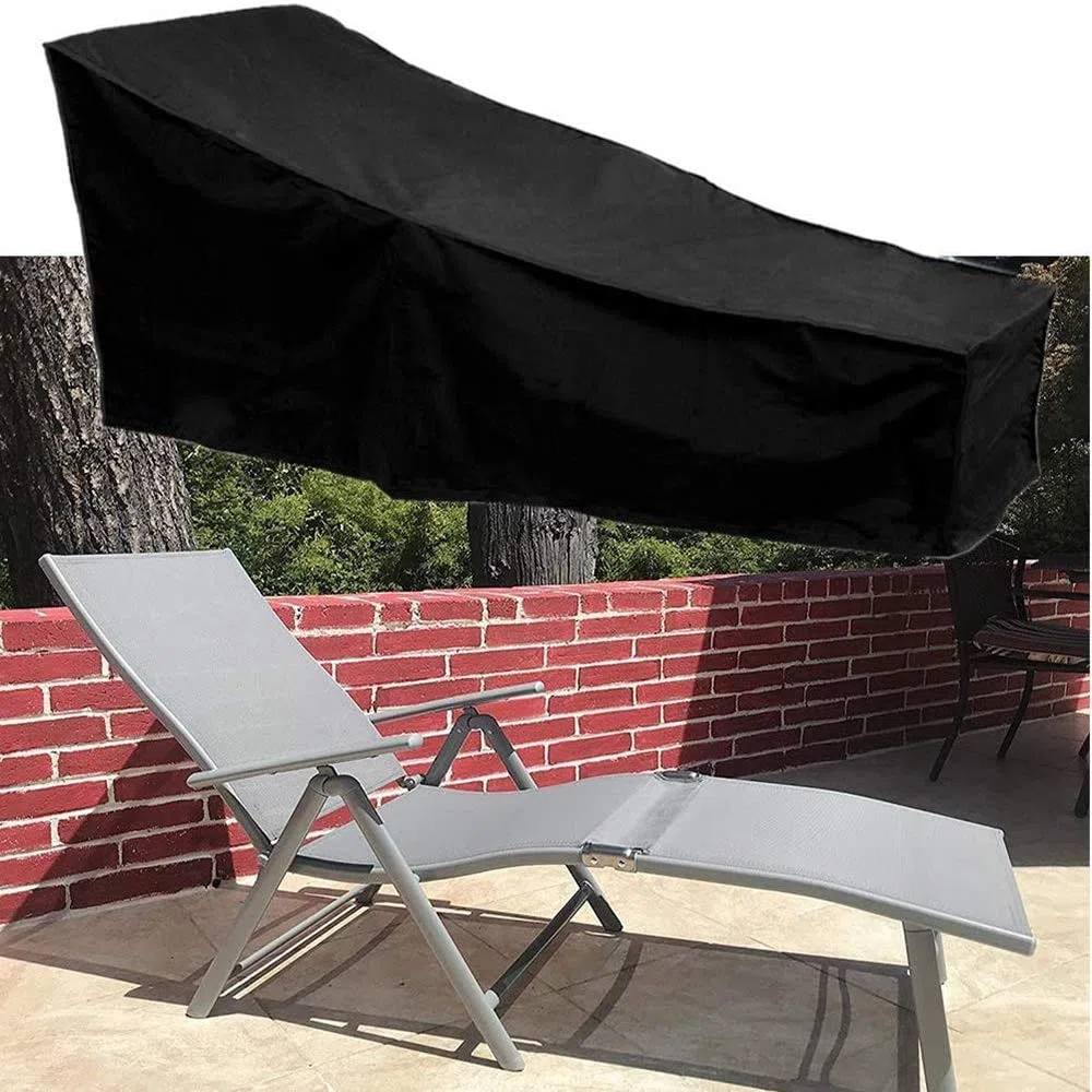 Cubrir Cubiertas Impermeables. Tejido Oxford 420D, Tumbona de jardín Negra. Tela Oxford en Muebles de jardín con balcón. para Proteger contra la Humedad, la Lluvia y la exposición.