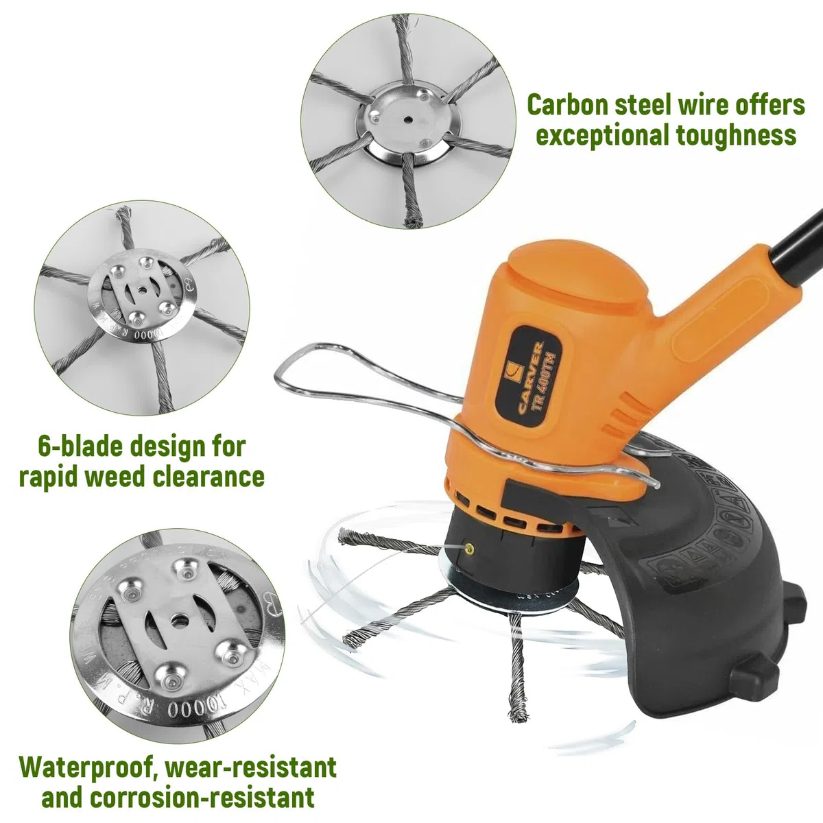 3 Piezas Cabezal Desbrozadora, Cuchilla Desbrozadora de Alambre de Carbón 6 Cuchillas, Accesorios Desbrozadora Adaptable a Desbrozadoras Eléctricas Pequeñas de Batería con Herramientas de In