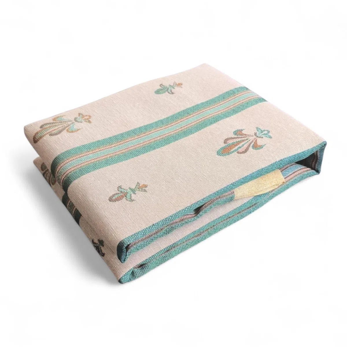 Mercatienda Cortina de Calle alpujarreña 140x260 cm con Trabillas – Tejido Jacquard Flor de LYS a Rayas Verde– Estilo rústico Tradicional – Hecha en España