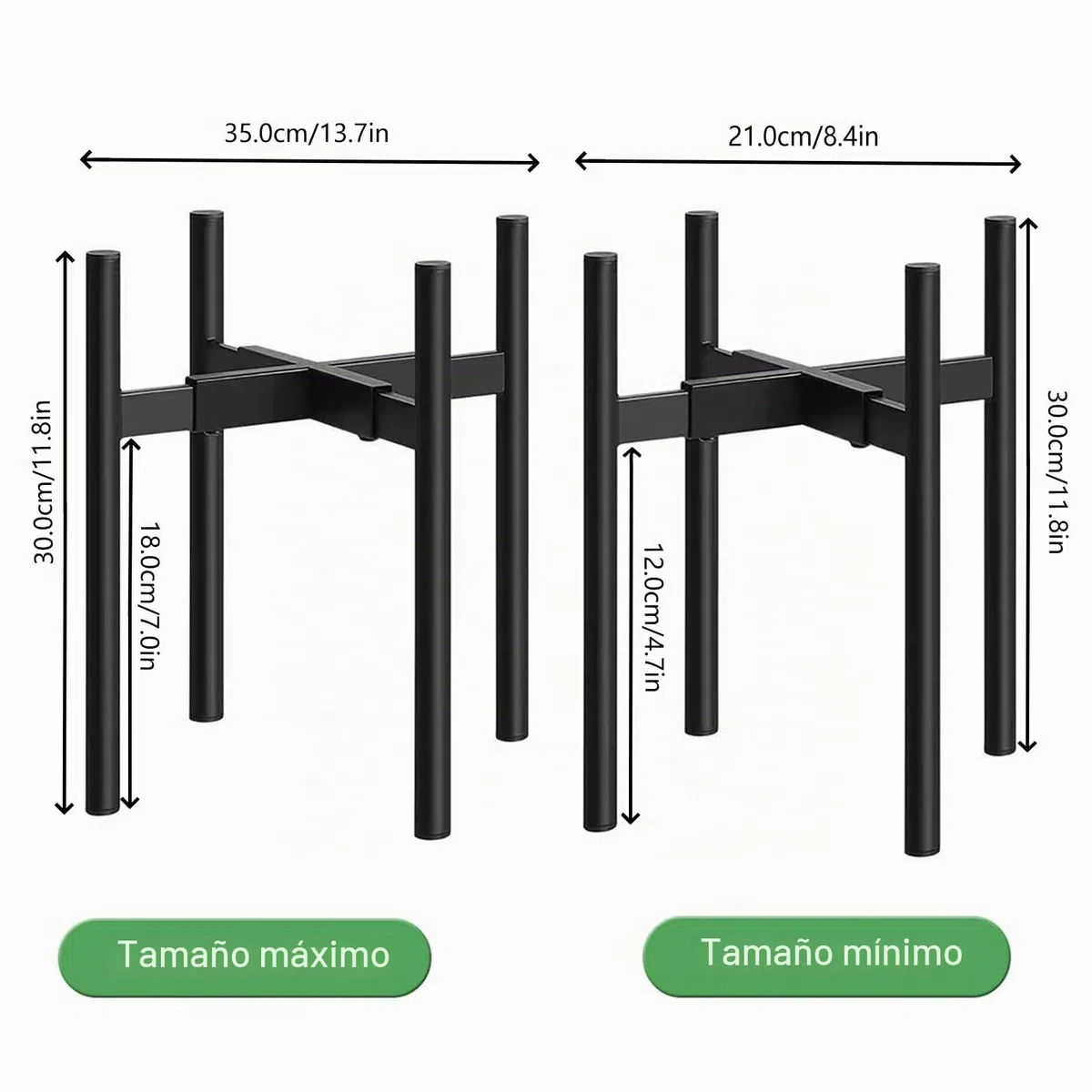 Soporte Ajustable para Plantas, Soporte para Plantas, Macetas Interior, 21 cm-35 cm, Metal Taburete, Moderno Soporte para Macetas para uso Interior y Exterior