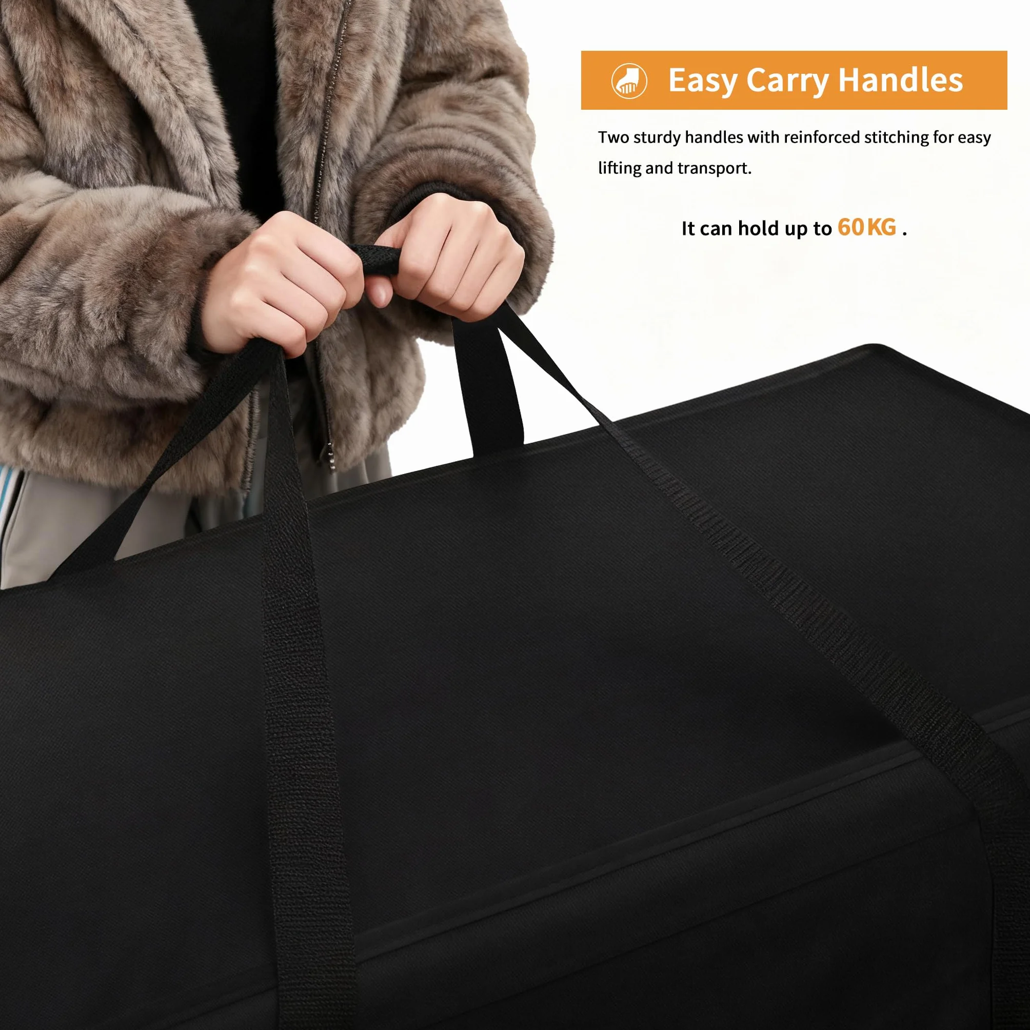 Dokon Bolsa Almacenamiento Cojines Jardín Impermeable Bolsa de Almacenamiento para árbol de Navidad Anti-UV Tela Oxford Resistente Funda de Cojín para Exterior (125x40x55cm) - Negro
