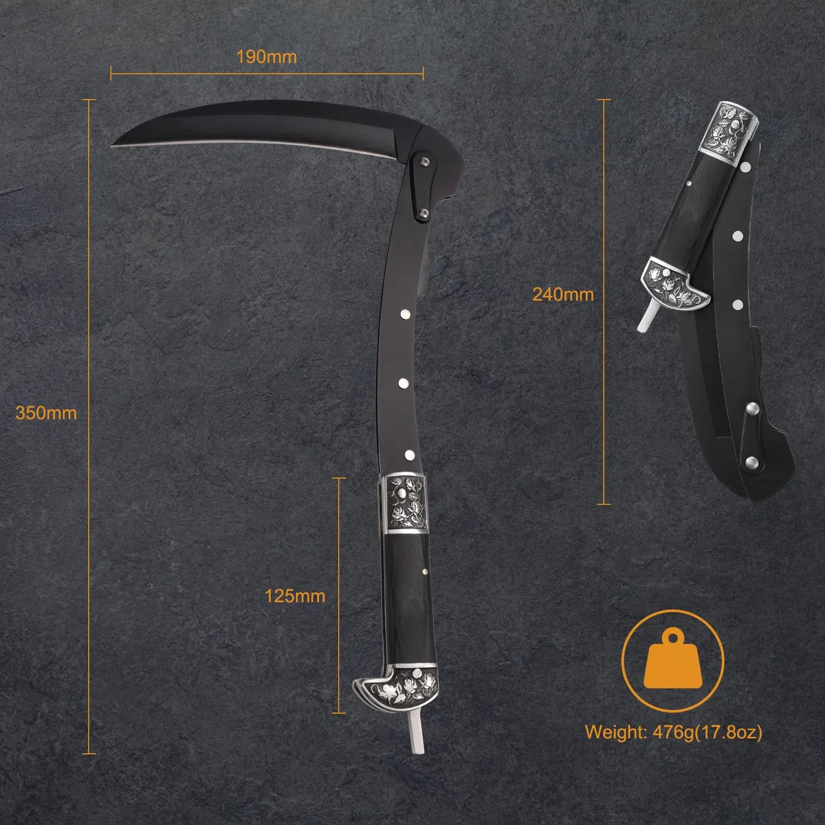 GVDV Hoz de Jardín Plegable, Fácil de Transportar, Hoja de 190 mm, para Hombres