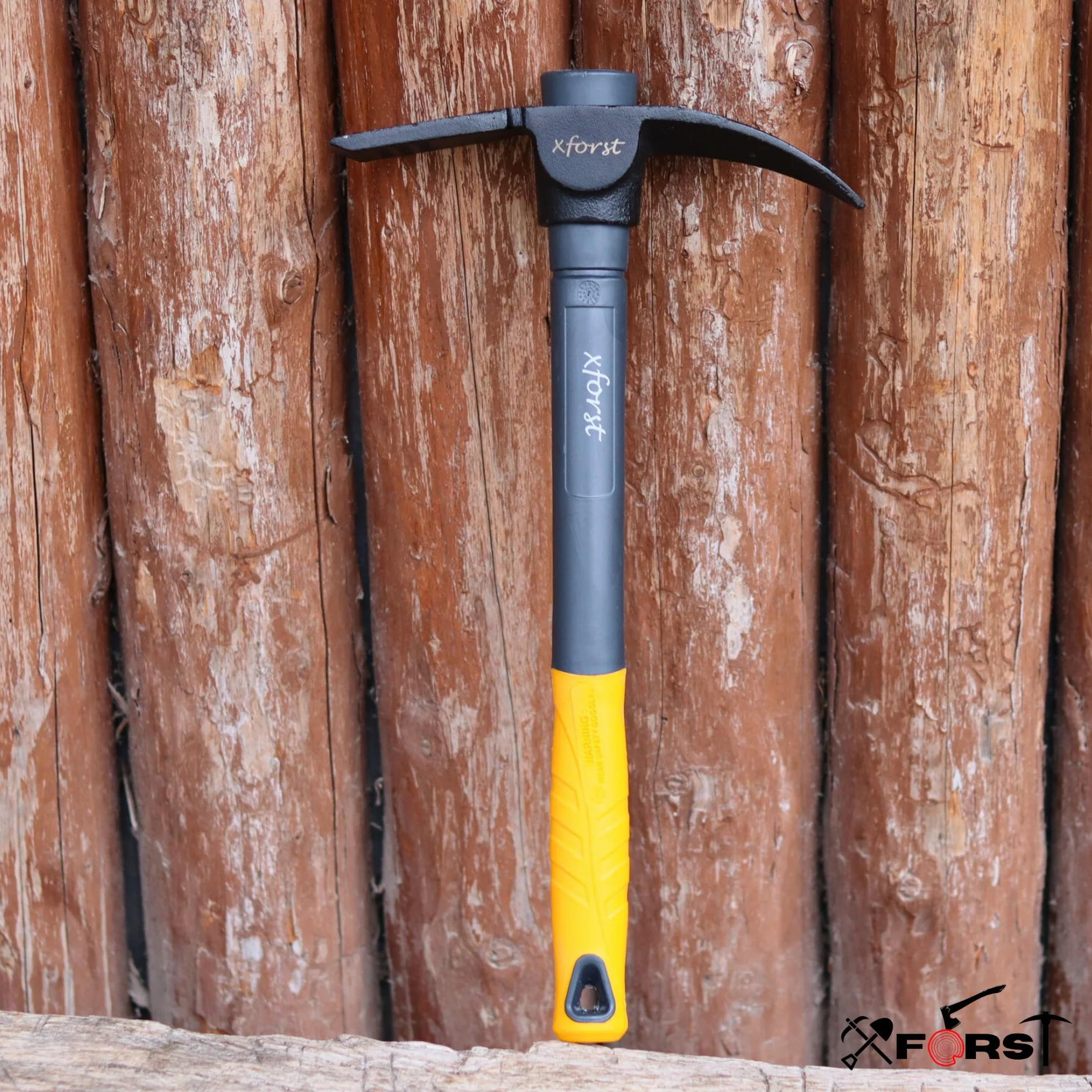 Xforst X-PF6 Alcotana Mini Piqueta – Azuela Pequeña con Mango de Fibra de Vidrio y Cabezal de Acero – Azada de Jardín con Pico para Plantas, Macizos y Camping, 40 cm