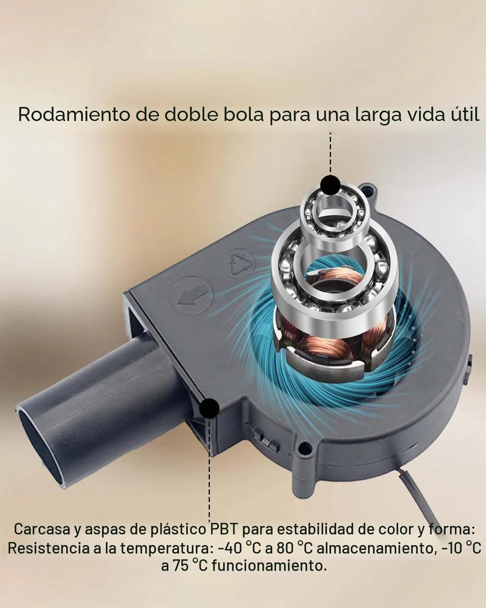 Ventilador radial regulable de 12 V con salida de aire: turbina, ventilador de 220 V, ventilador con regulador de velocidad para camping, barbacoa, refrigeración, ventilación, estufa inflable