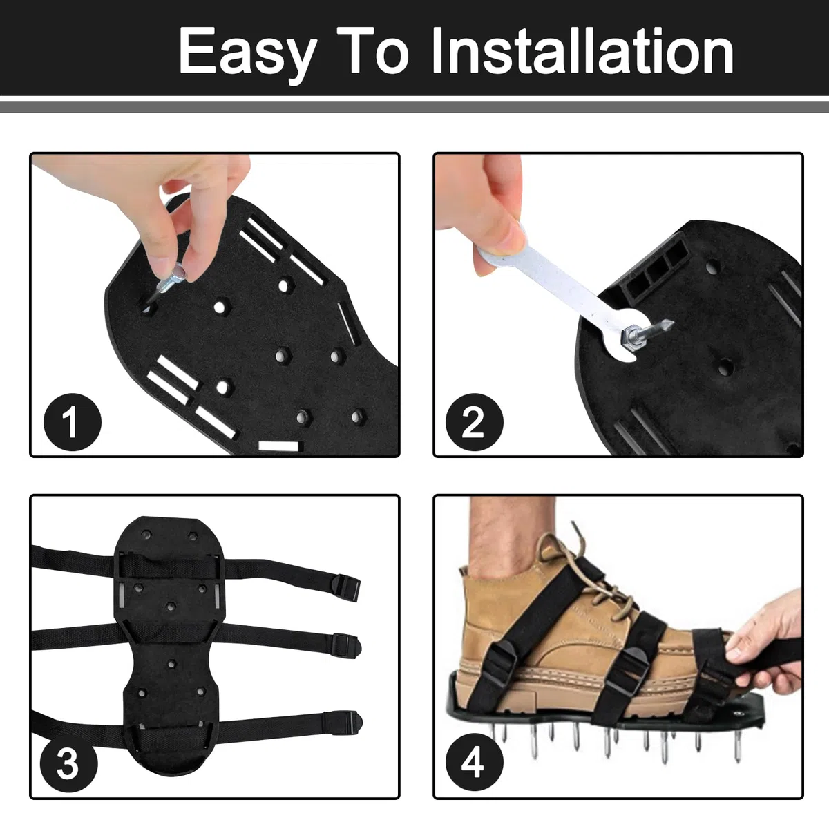 Zapatos aireadores de césped con correas dobles en el empeine, sandalias de aireación con pinchos resistentes, aireación eficaz, tamaño universal, premontadas para césped, patio, jardín