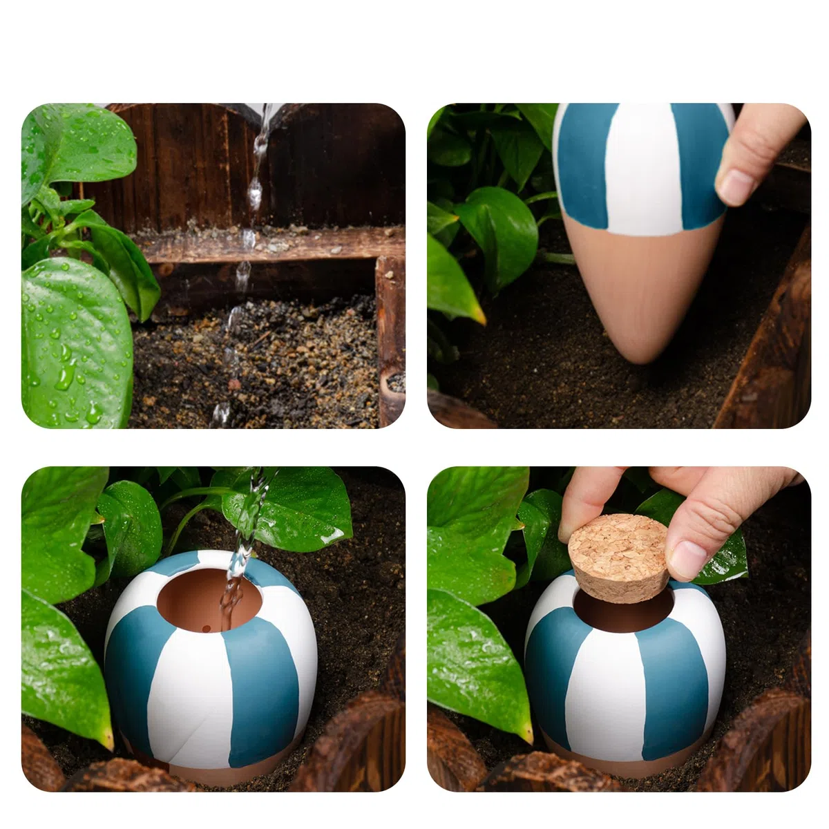 RoseFlower Bolas de Riego de Terracota, Riego de Arcilla, estacas de autorriego para Plantas, riego Plantas Vacaciones para Plantas de Interior y Exterior, hogar y Oficina