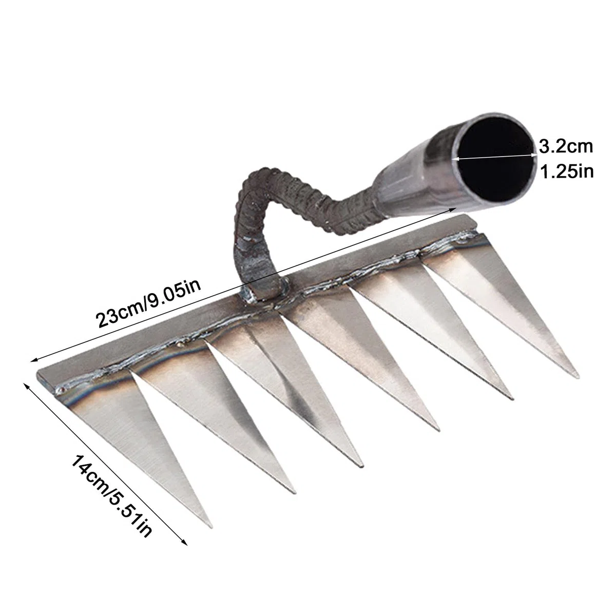 Rastrillo Metal para jardinería, deshierbe Malas Hierbas - Rastrillo Mano Acero al Carbono para escarificar, deshierbar, Cultivar, rastrillo raíz Grava