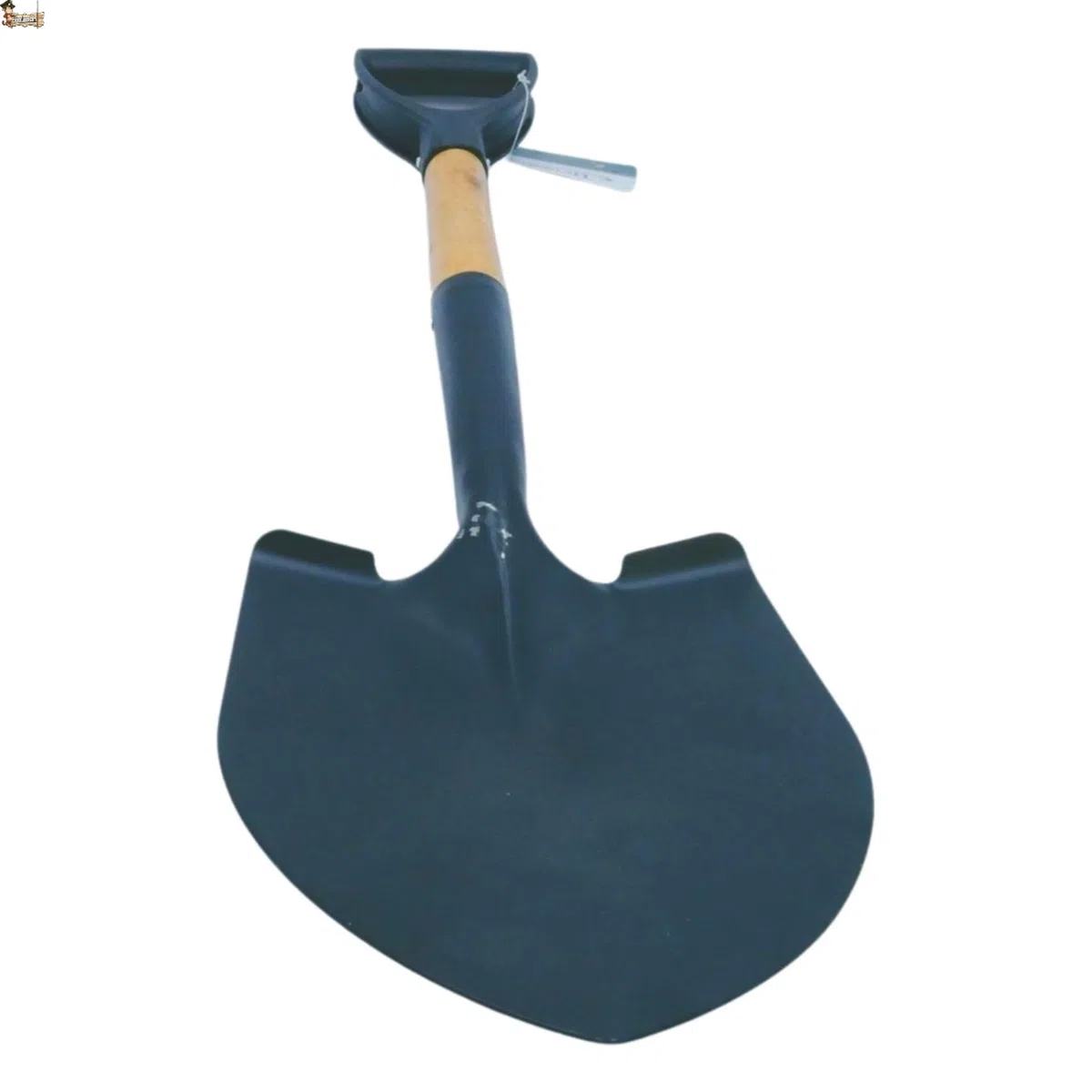 BricoLoco.com Pala pequeña y portátil para jardinería, Nieve, Obra pequeña, jardín. Pala Metal tratada térmicamente, Mango Madera, Agarre Antideslizante. 68x15,5 cms. para Llevar en el Coche
