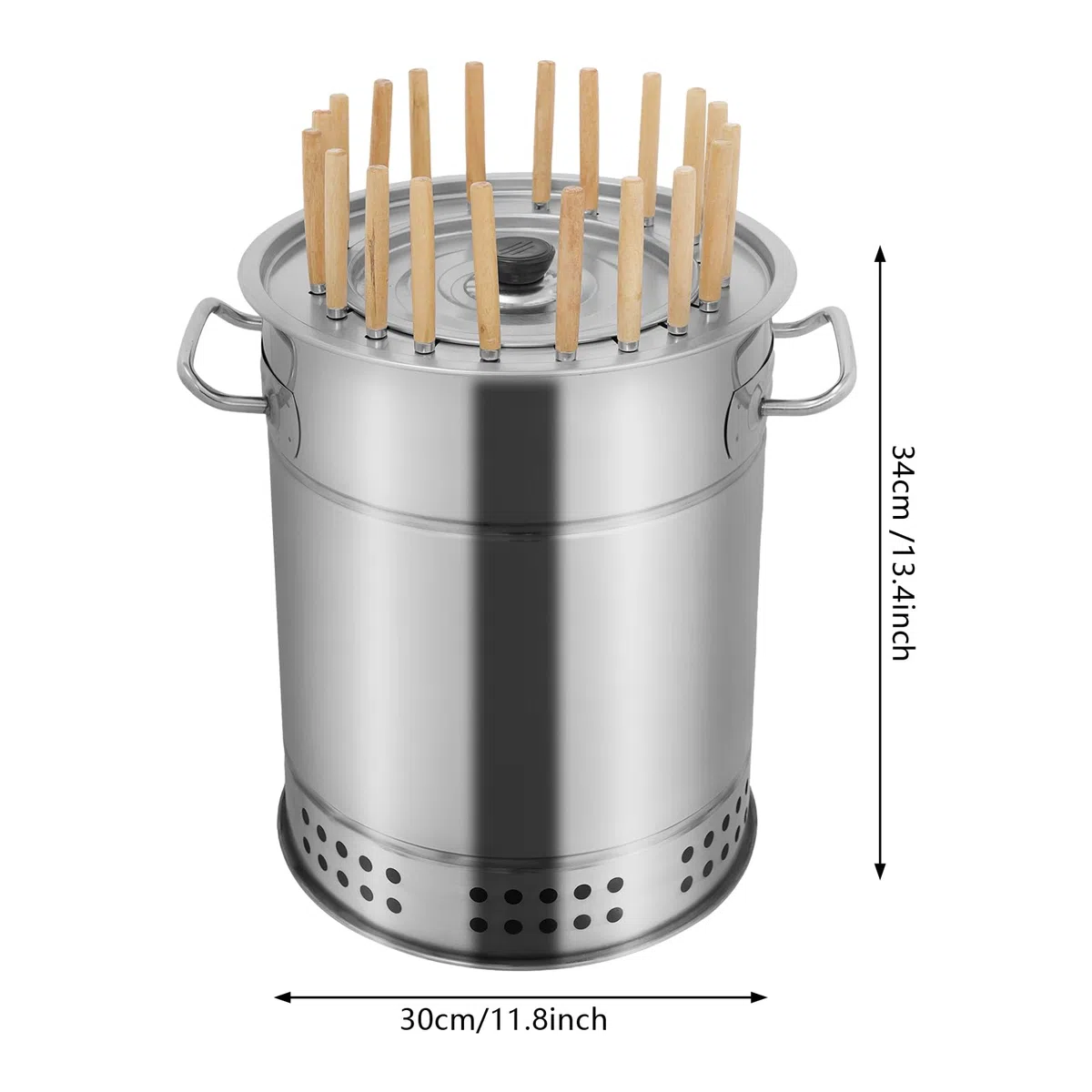 Parrilla portátil de carbón sin humo, ahumador vertical de barril para acampar al aire libre, uso en interiores, 11.8 x 13.4 pulgadas, parrilla de carbón compacta para una experiencia perfecta de