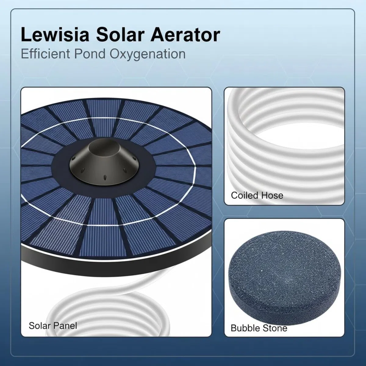 PONDON Aireador solar flotante para estanques, oxigenador de 6 V/2,5 W, bomba de aire solar con apagado automático, difusor de burbujas de piedra de silicona, configuración simple para peceras, baños