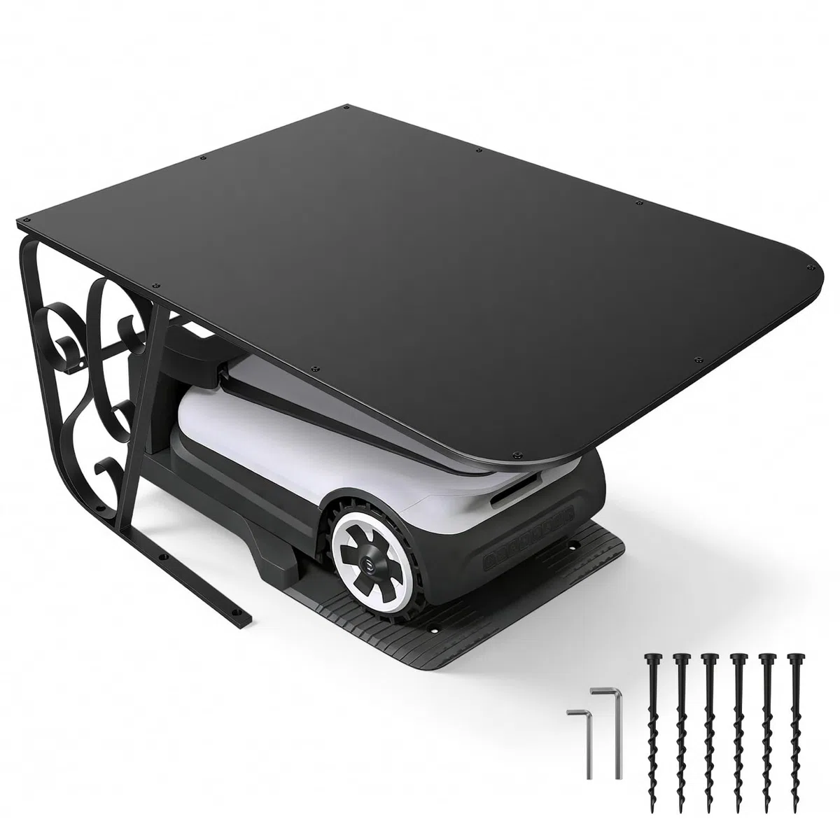 Garaje para robot cortacésped, 80 x 56 x 43 cm, casa de lluvia para robot cortacésped de placa compuesta de aluminio, resistente a la intemperie y a la corrosión, para jardín y exterior