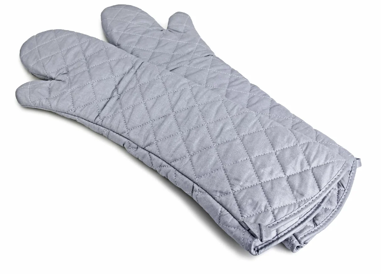 Linwnil Nuevo par de guantes de horno resistentes al calor Nuevos guantes de horno de algodón para la cocina Herramienta de cocina para altas temperaturas Guantes para barbacoa (58 cm)