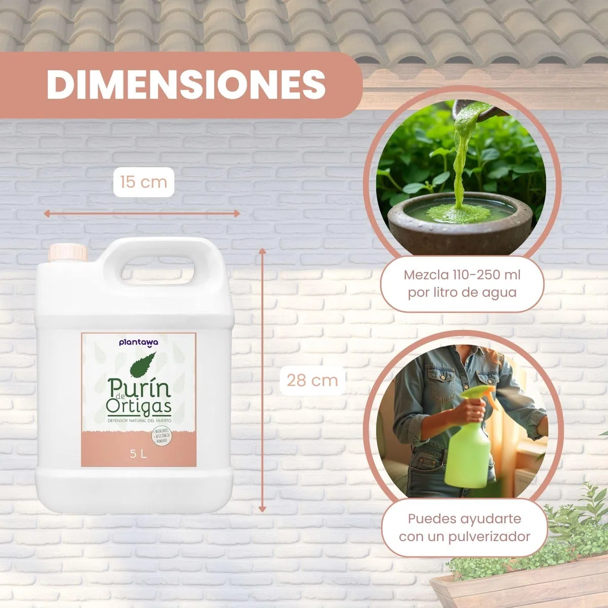 PLANTAWA Purín de Ortiga 5L | Solución Natural para el Refuerzo y Cuidado de Superficies | Acción Eficaz y Seguro | Prensado en Frío | Producto de origen natural | Poder Reverdeciente