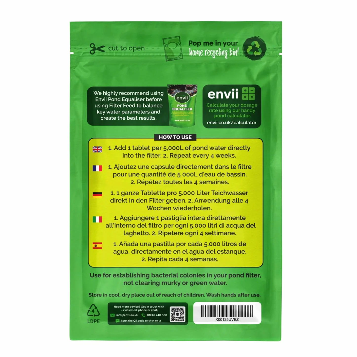Envii Tratamiento Bacterias para Filtros Estanque - Mejora la Salud del Estanque y Reduce el Mantenimiento del Filtro - Trata 20.000 litros