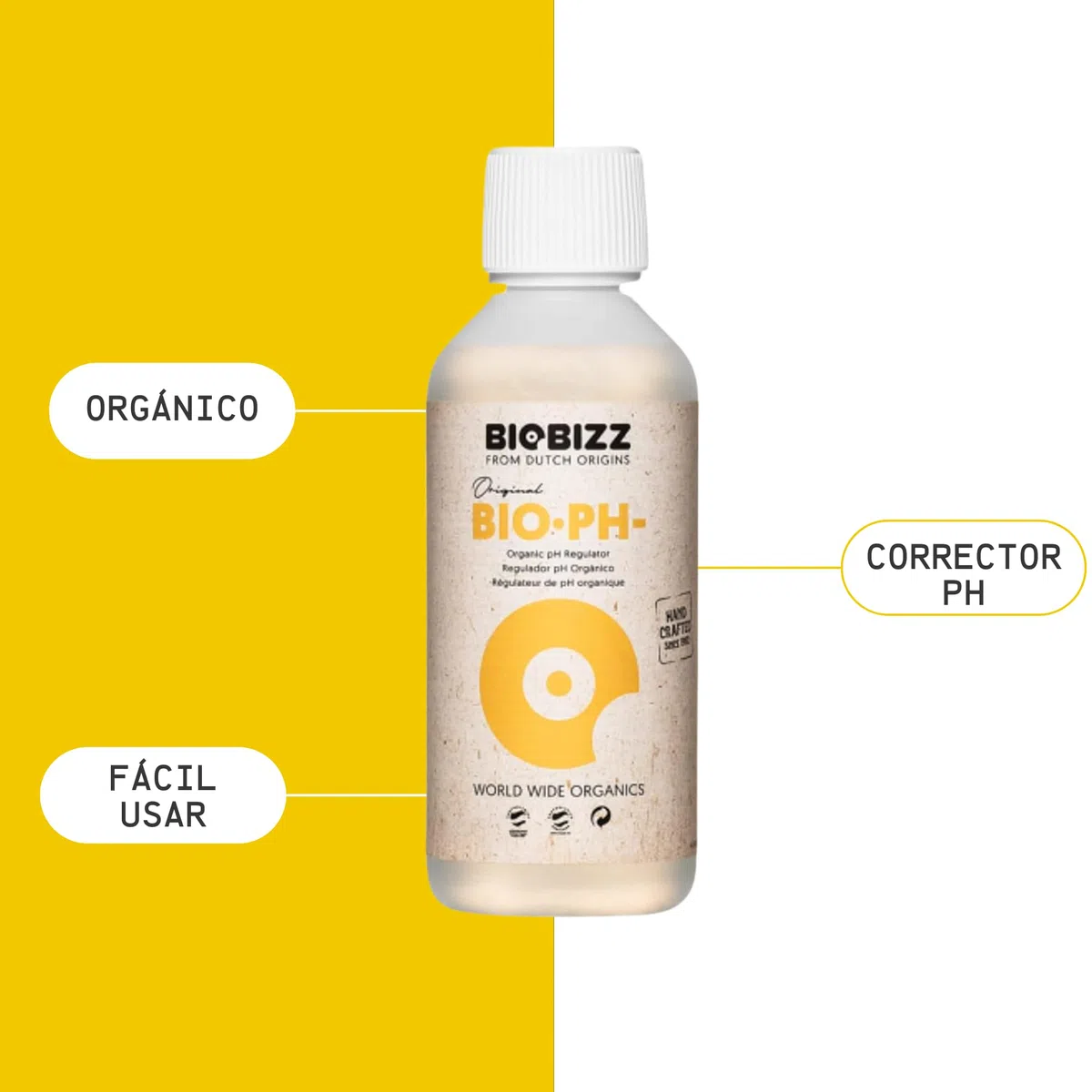GROWMANIA Bio Down de BioBizz 1L + Muestra Boost Up de Up Nutrients + Vaso Medidor | Regulador de PH Orgánico | Perfecto para Huertos y Jardines Medianos