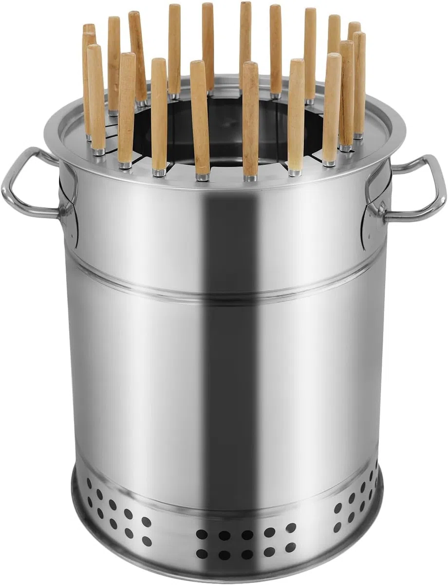 Parrilla portátil de carbón sin humo, ahumador vertical de barril para acampar al aire libre, uso en interiores, 11.8 x 13.4 pulgadas, parrilla de carbón compacta para una experiencia perfecta de