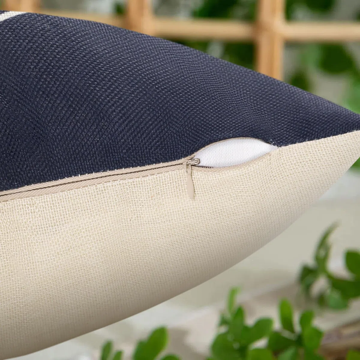 Serento Funda Cojines Exterior Impermeable Fundas de Cojín Náutico Ancla Fundas de Almohada Cuadradas de Lino Decorativas para Sofá Patio Decoración Interior al Aire Libre, 45 cm x 45 cm