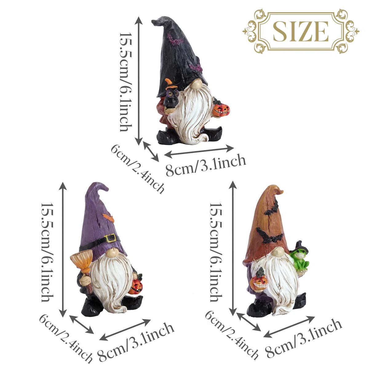 Valery Madelyn Juego de 3 adornos de Gonks para decoración de jardín, gnomos de Halloween para el hogar, sala de estar, mesa al aire libre