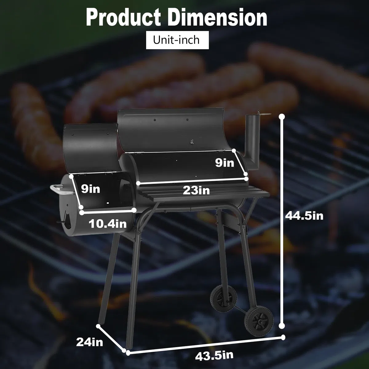 FDW Parrilla de carbón de 43 pulgadas para exteriores, parrilla de barbacoa para varias personas con diseño de malla de doble parrilla, parrilla ahumadora para camping, patio trasero al aire libre,
