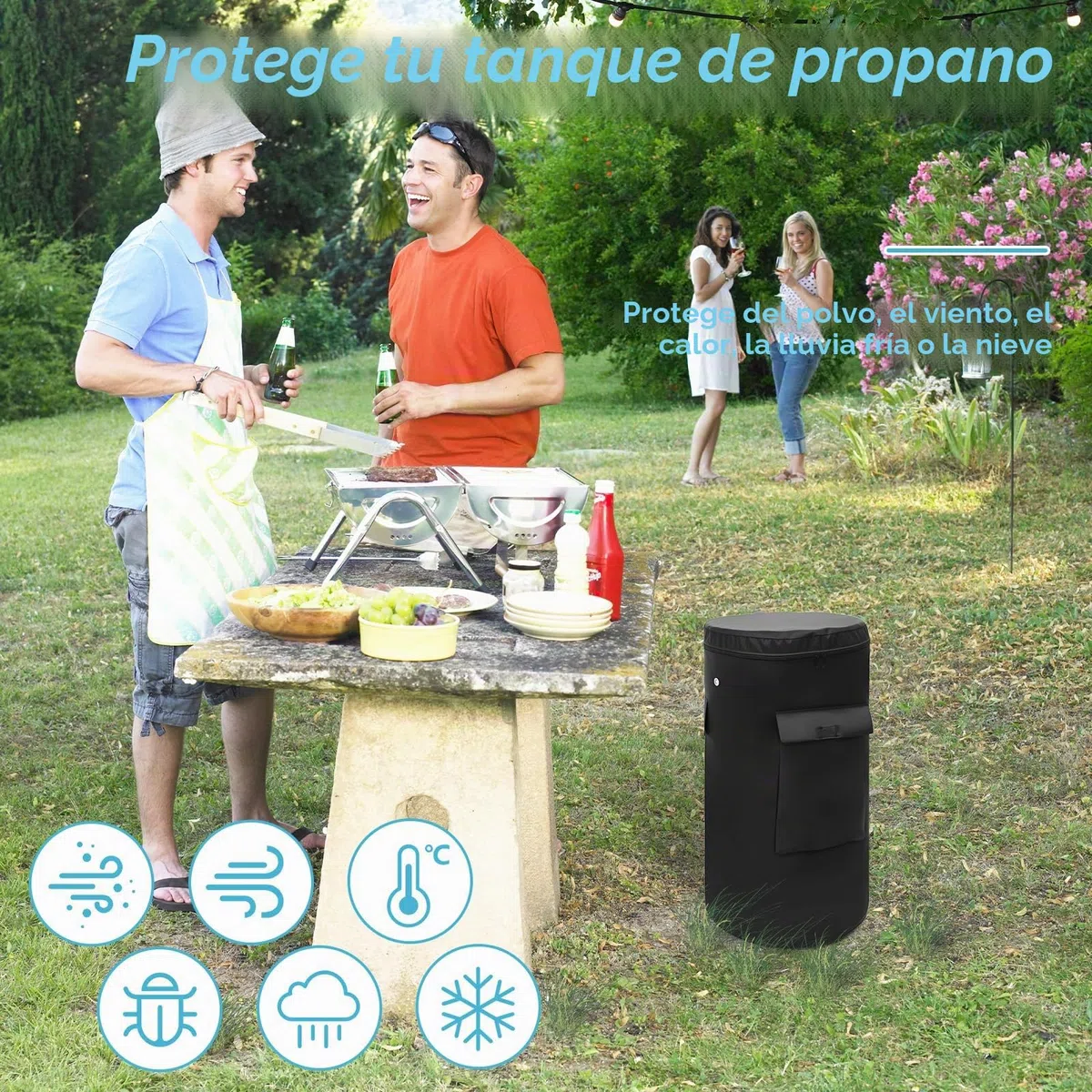 Funda protectora para bombona de gas de 11 kg, 33 x 66 cm, 600D, Oxford, con cordón, impermeable, resistente al viento, antiUV, para botella de gas propano