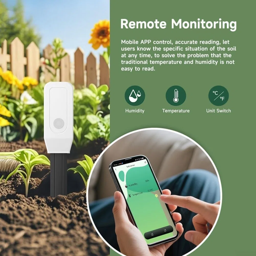 Medidor de humedad del suelo, higrómetro WiFi, sensor de humedad, para patio, granja, jardín, plantas de césped interior y exterior, 18 x 3,5 x 2,4 cm (para Zig-bee)