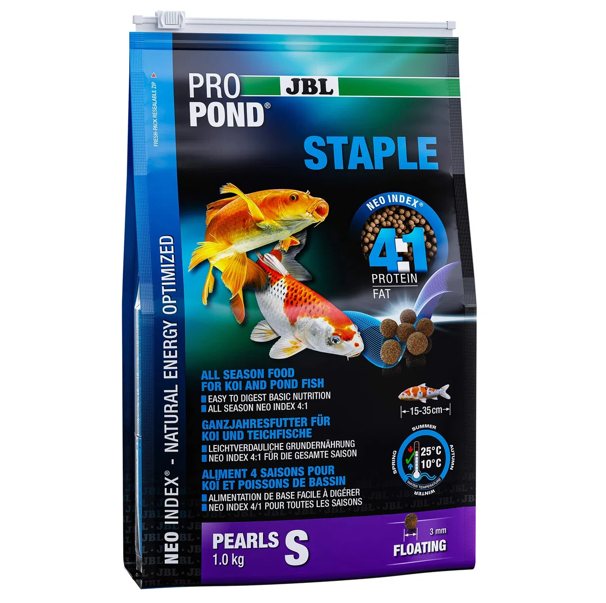 JBL Alimentos para Todo el año para Peces Koi y Estanque, Pellets flotantes, Propond, S, 1 kg