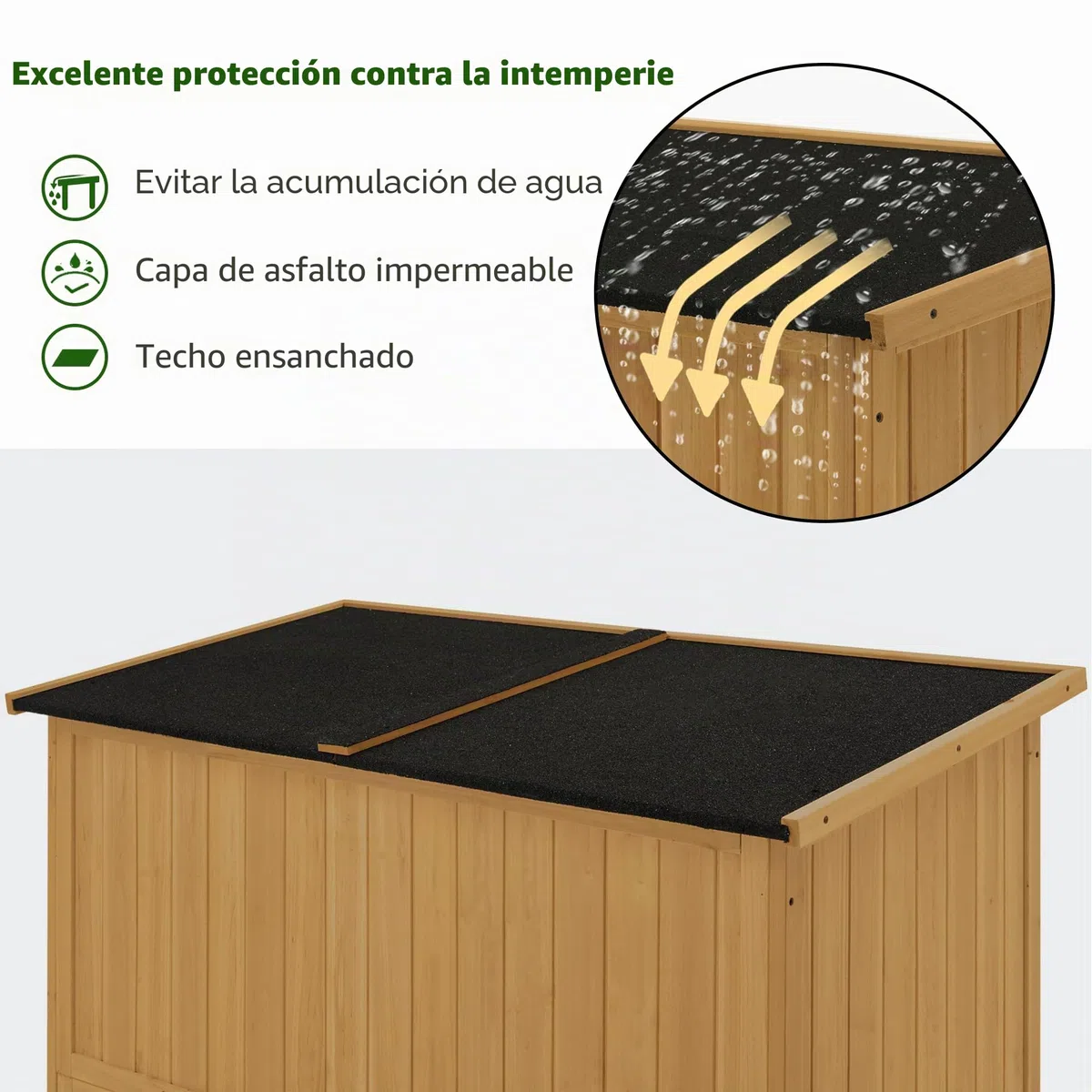 M MCombo Armario de jardín de Madera pequeño, Resistente a la Intemperie, para Exteriores, balcón, terraza, 127 x 59 x 168 cm, 0912 (Natural)