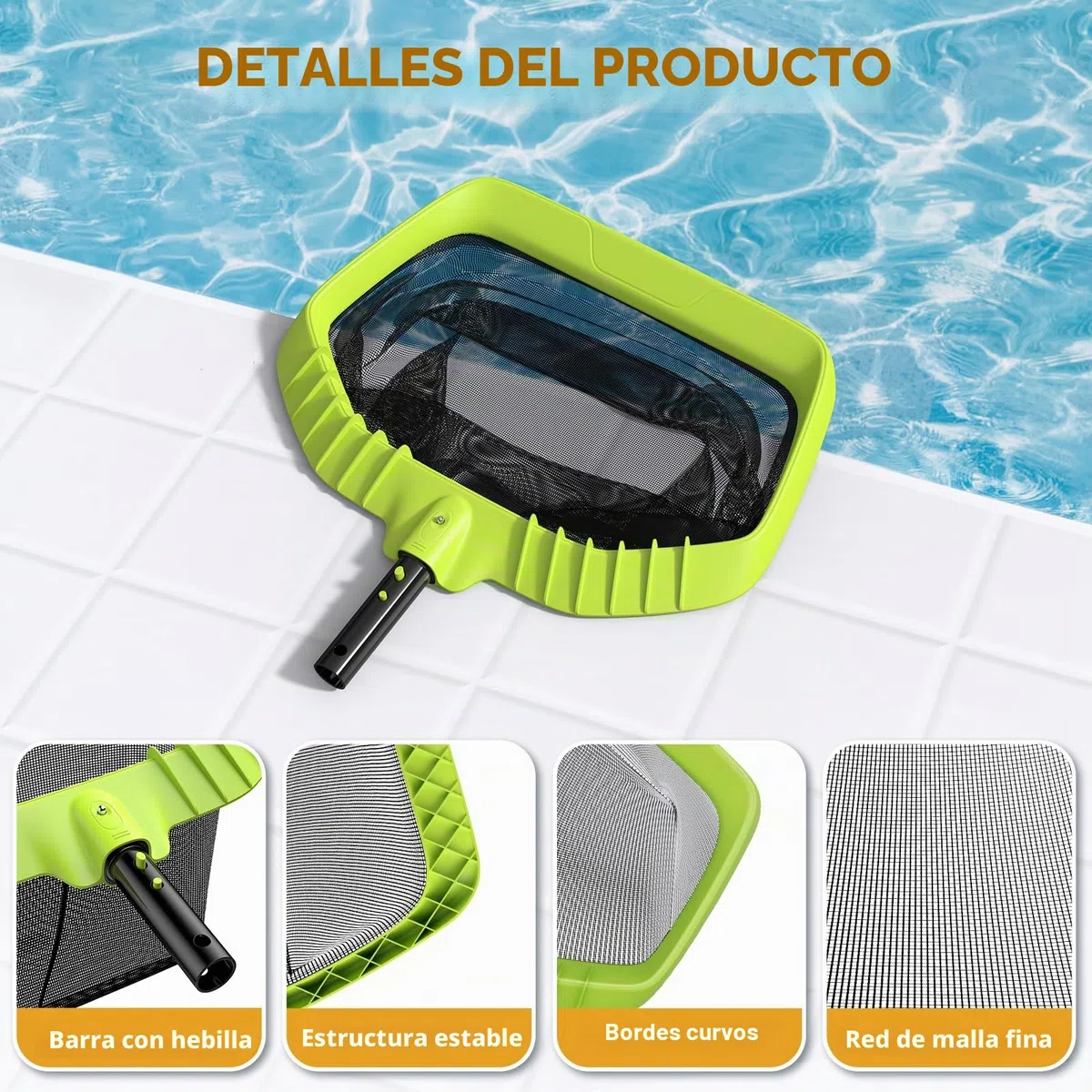 Red recogehojas para piscina, recogehojas para el suelo, red de hojas para piscina, red de hojas estable para piscina sin barra telescópica con red extra grande, recogehojas de fondo