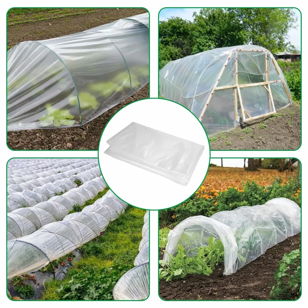 2 x 10m Lona Plastico para Invernadero,Espesar Polietileno de Efecto Plastico duro Transparente,Reutilizable Transparente Invernadero ,Resistente al Desgarro Plástico para Invernadero Huerto Jardín