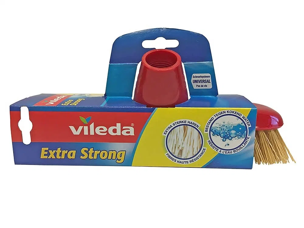 Vileda Extra Strong, balai brosse à récurer, poils dures, nettoyage extérieur intensif 24 x 7,5 x 10 cm