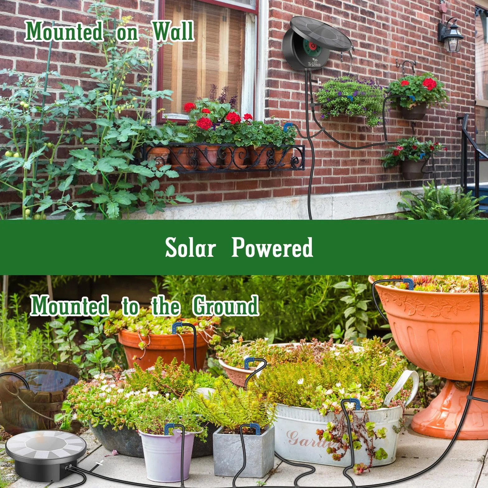 Sistema de Riego Solar para Jardín,Riego por Goteo Automatico Kit Solar con 9 Programas de Riego Manguera de 10 m para Jardín/Plantas de Balcón/Plantas en Macetas al Aire Libre