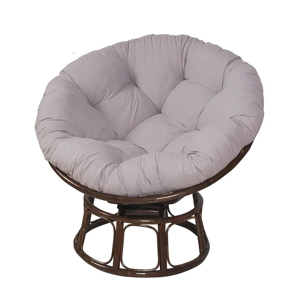 Surwin Papasan Cojines Exterior Jardin, Papasan Cojines Redondos para Silla, Suave y Acogedor Cojín para Silla De Huevo para Interiores Exteriores Sala Cojín de Asiento (80x80cm,Caqui)