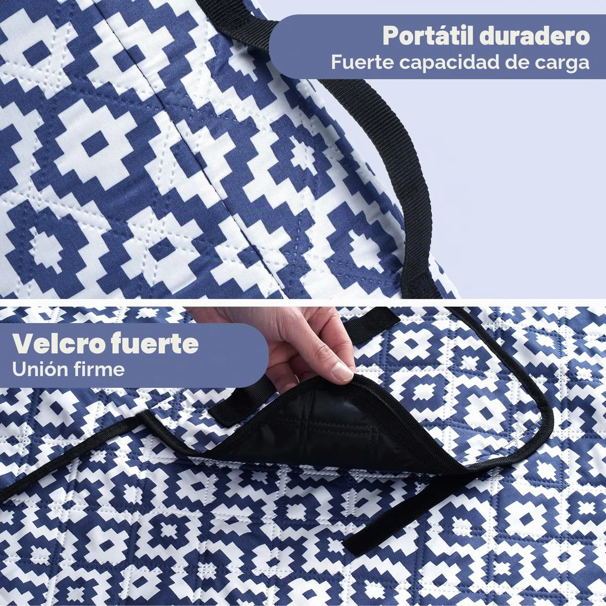 Oak & Tea Manta de Picnic Esterilla Playa Impermeable con 4 Hebillas de Esquina Manta Camping para Playa y Camping 150 x 200 cm Color Azul y Blanco