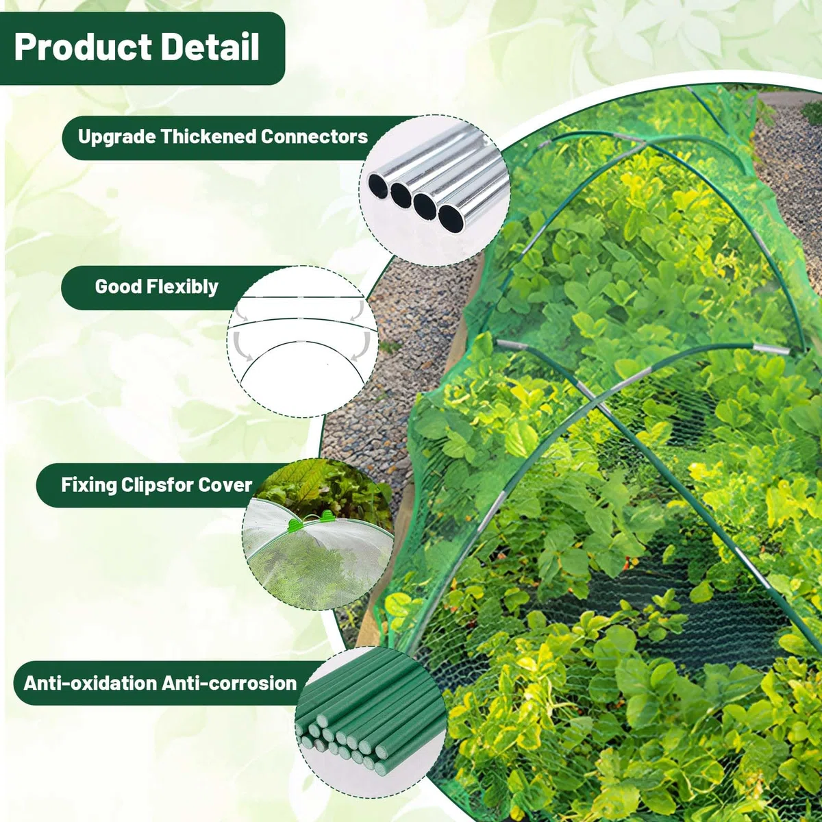 Arcos para Invernadero, 30 Piezas Aros de Invernadero de Fibra de Vidrio con 18 Clips,Flexibles para Túnel de Cultivo, Estructura Flexible y Antioxidante para Cubierta de Plantas e Invernadero