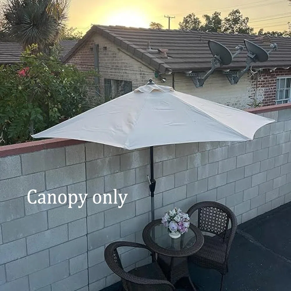 270cm Toldo De Recambio para Sombrilla De Media, Cubierta De Repuesto para Sombrilla De Patio, Toldo De Repuesto para Sombrilla 5 Varillas, Protección UV Impermeable(Beige)