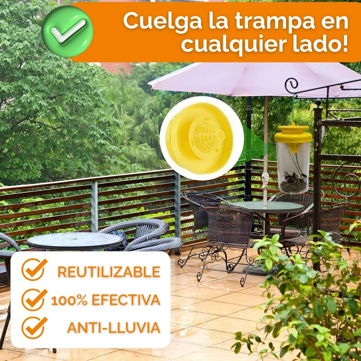 IAMI 2X Trampa para Avispas y Moscas para Exteriores – Reutilizable con Entrada en Embudo – Uso Exterior en Jardín, Terraza o Balcón