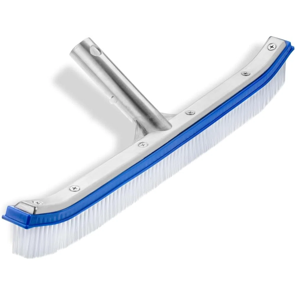 Cepillo Piscina de Aluminio 46 cm – Cabezal Cepillo Limpieza Profesional para Paredes, Suelos y Baldosas, Cerdas Resistentes, Compatible con Pértigas Estándar, Alta Eficiencia
