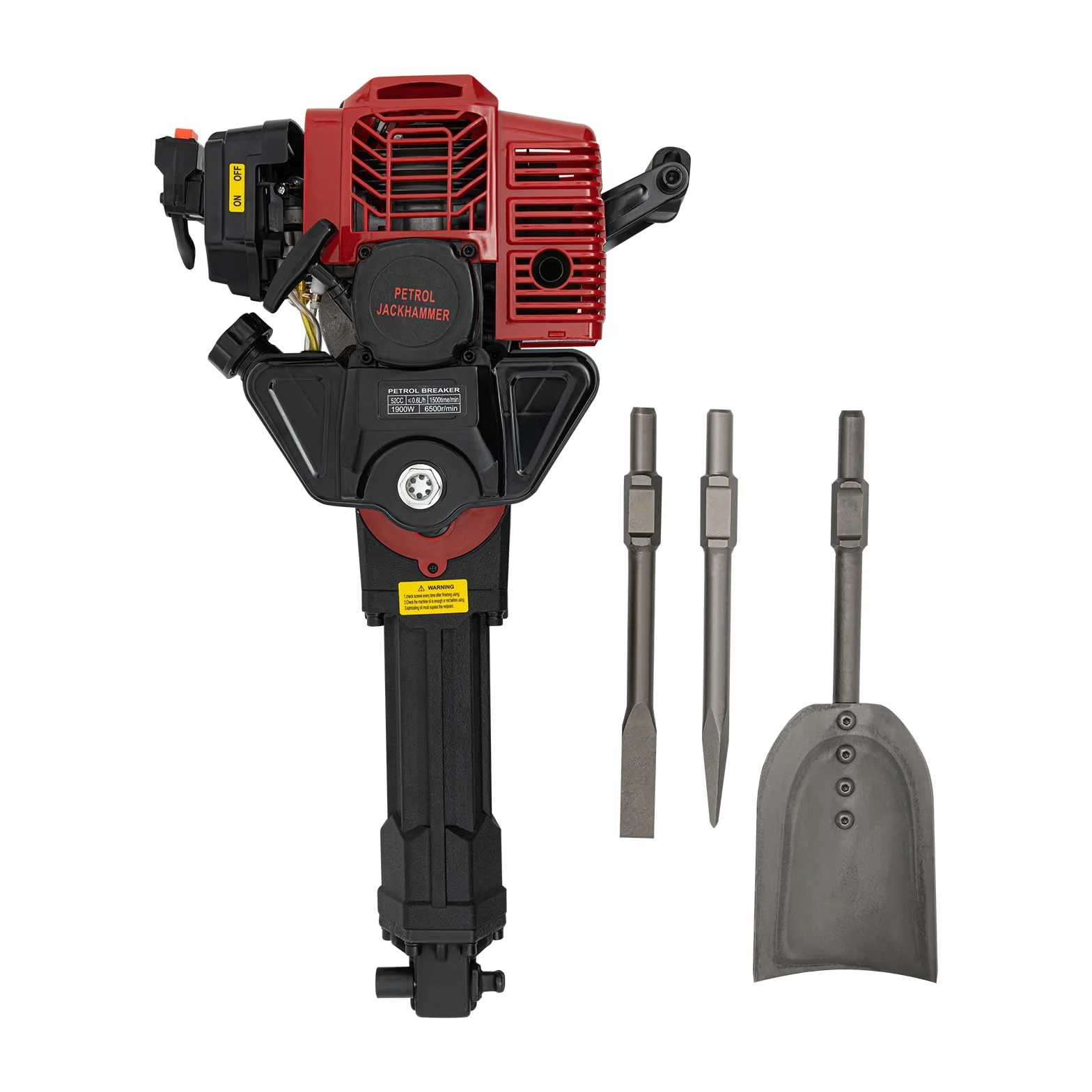 Excavadora de gasolina 2 en 1, 52 CC, 2 tiempos, portátil, 1900 W, pala para piedra, martillo de demolición, gasolina, jardín, árbol, excavadora, para jardín, granja y hogar