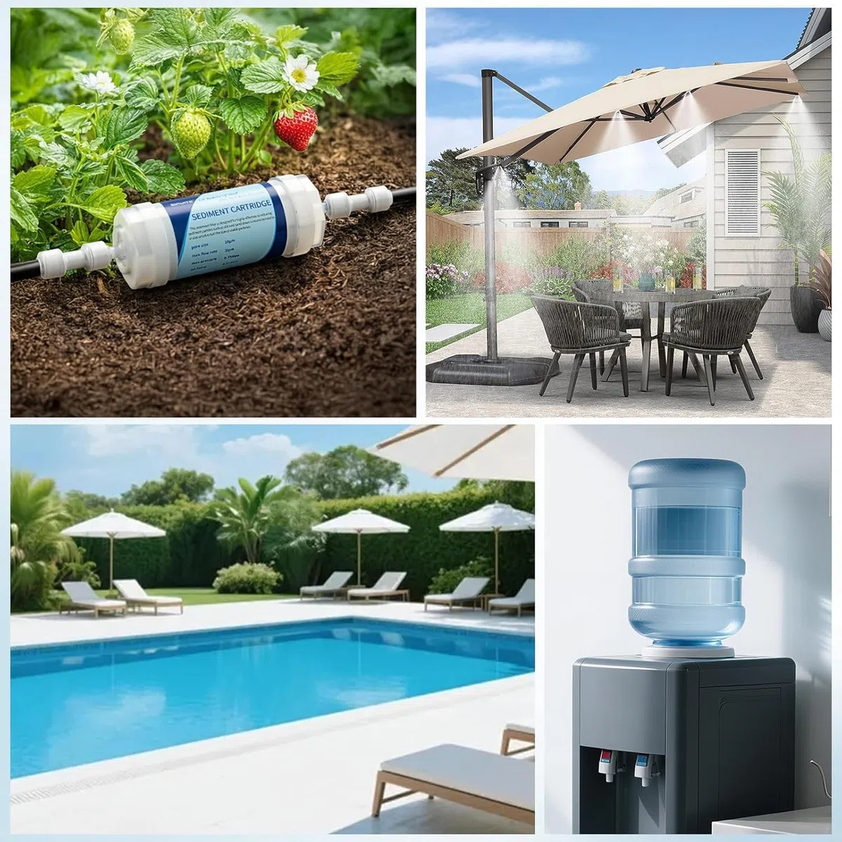 Filtro de Agua para Tubos de Polietileno de 1/4 Pulgadas y Sistemas de Goteo de jardín (2 filtros de Agua+2 adaptadores rápidos)